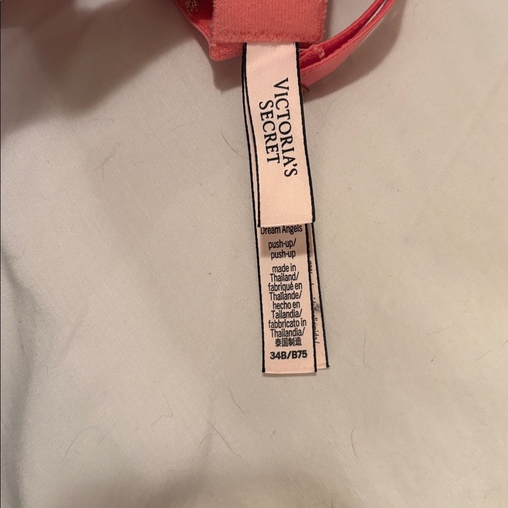 Victoria’s Secret Dream Angels Push-Up Bra 34B Coral Gold Lace - Picture 2 of 5